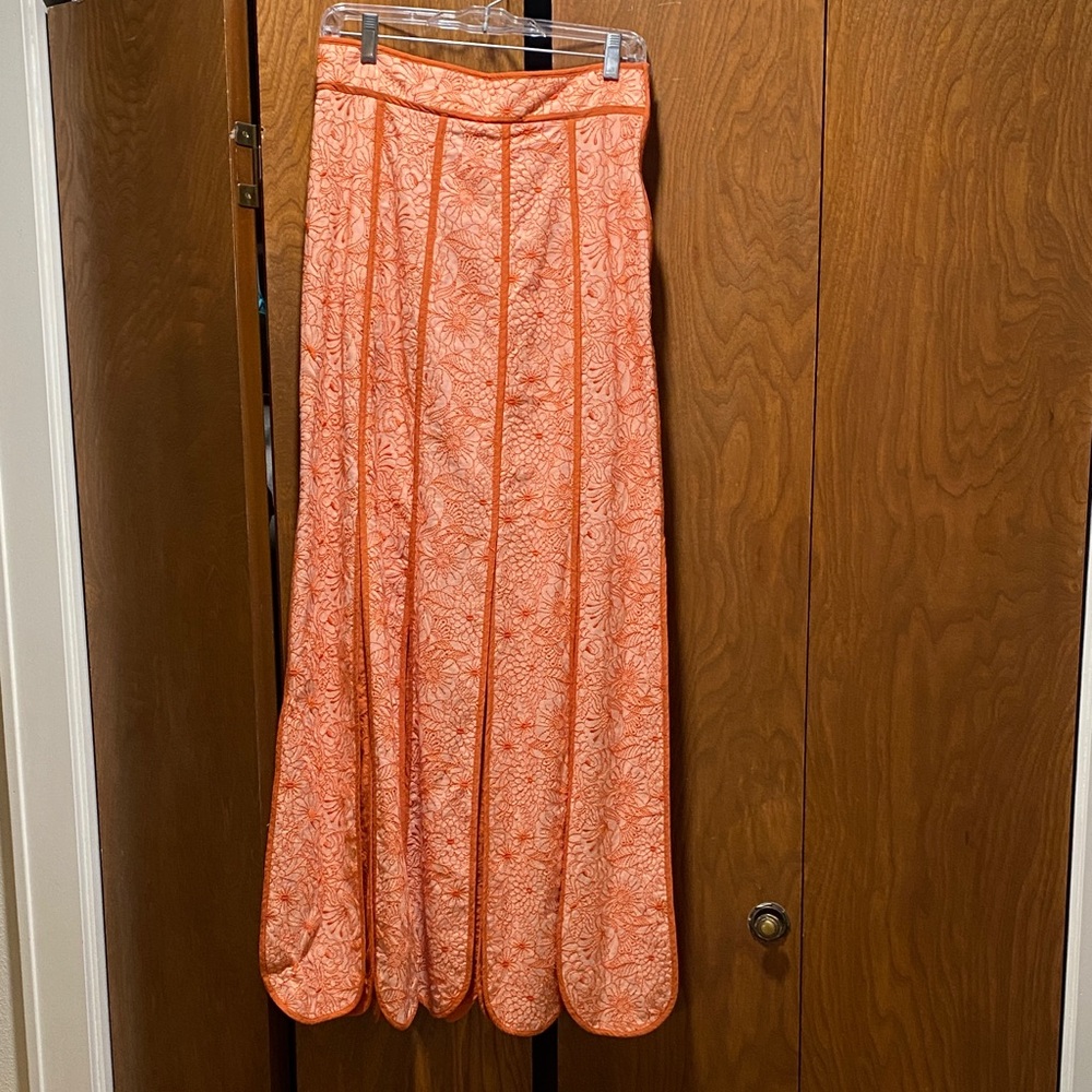 Coral Scalloped Maxi Skirt